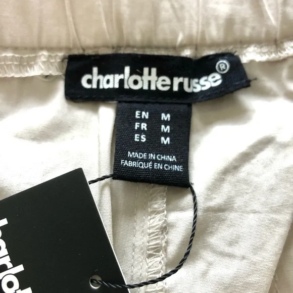 NWT Charlotte Russe Light Beige Cargo parachute Pants - Picture 2 of 11
